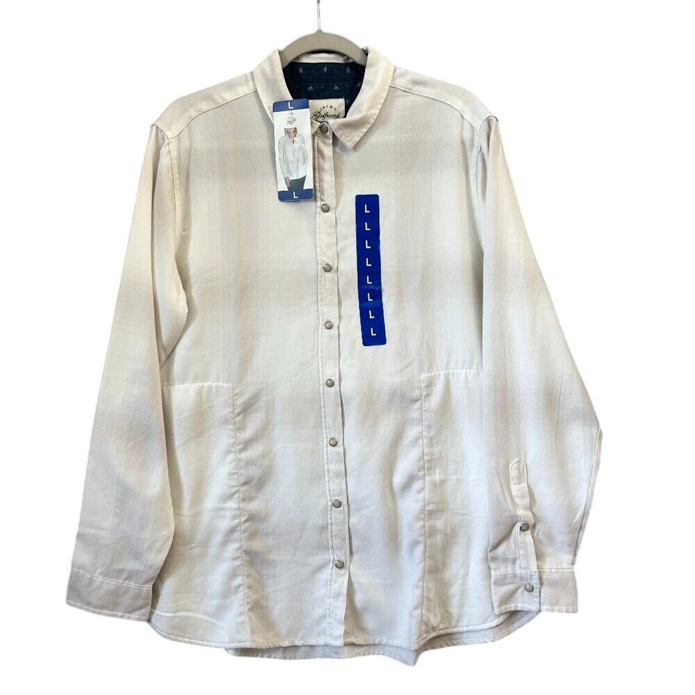 Womens Large Jachs‎ Girlfriend New York Soft Flannel Plaid Shirt White